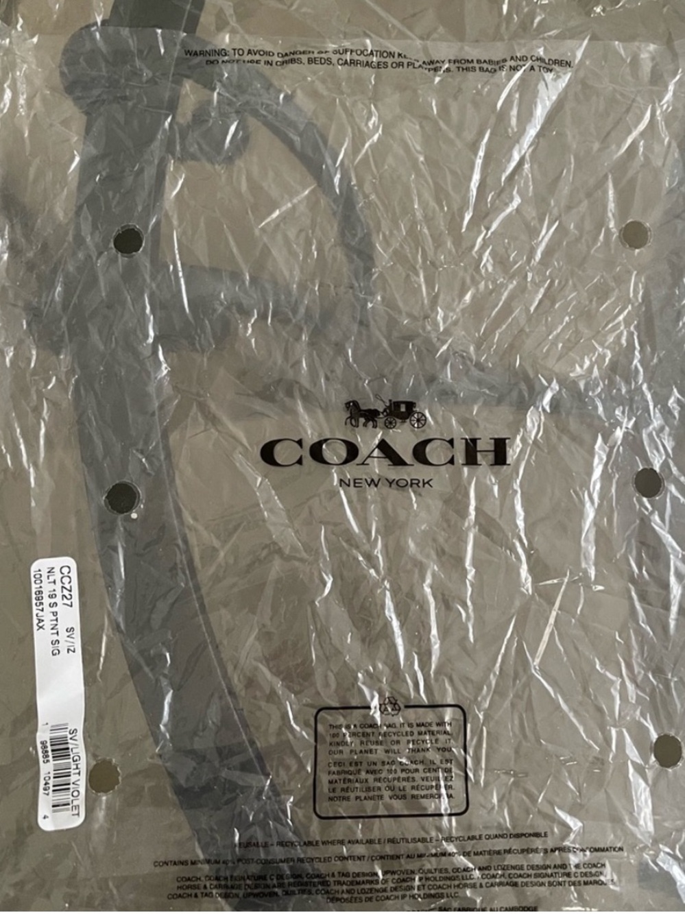 COACH Nolita 19 In Sig Leather W/Heart Charm
Wristlet Shoulder Bag Light
Violet - Picture 11 of 15